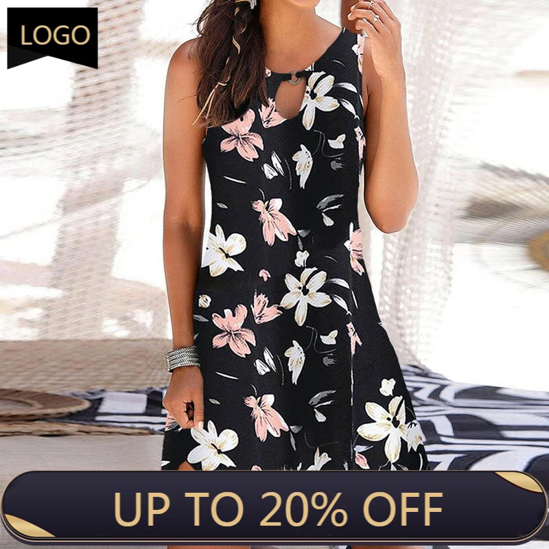 

Платье; Сезон весна-лето; Мини-платье А-силуэта элегантное Цветочный Принт без рукавов платье без рукавов в стиле ретро с круглым вырезом от...