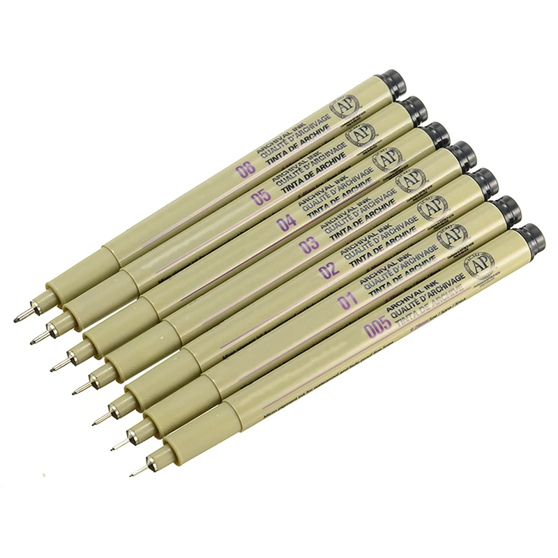 Черные ручки для рисования 7 шт. 0 2 мм-0 5 мм тонкие карандаши художественные