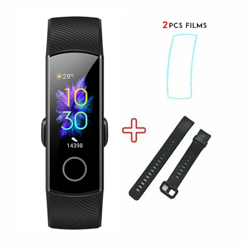 add black strap film Смарт-браслет huawei Honor Band 5 с кислородом в крови Amoled и сенсорным экраном - Цвет: add black strap film