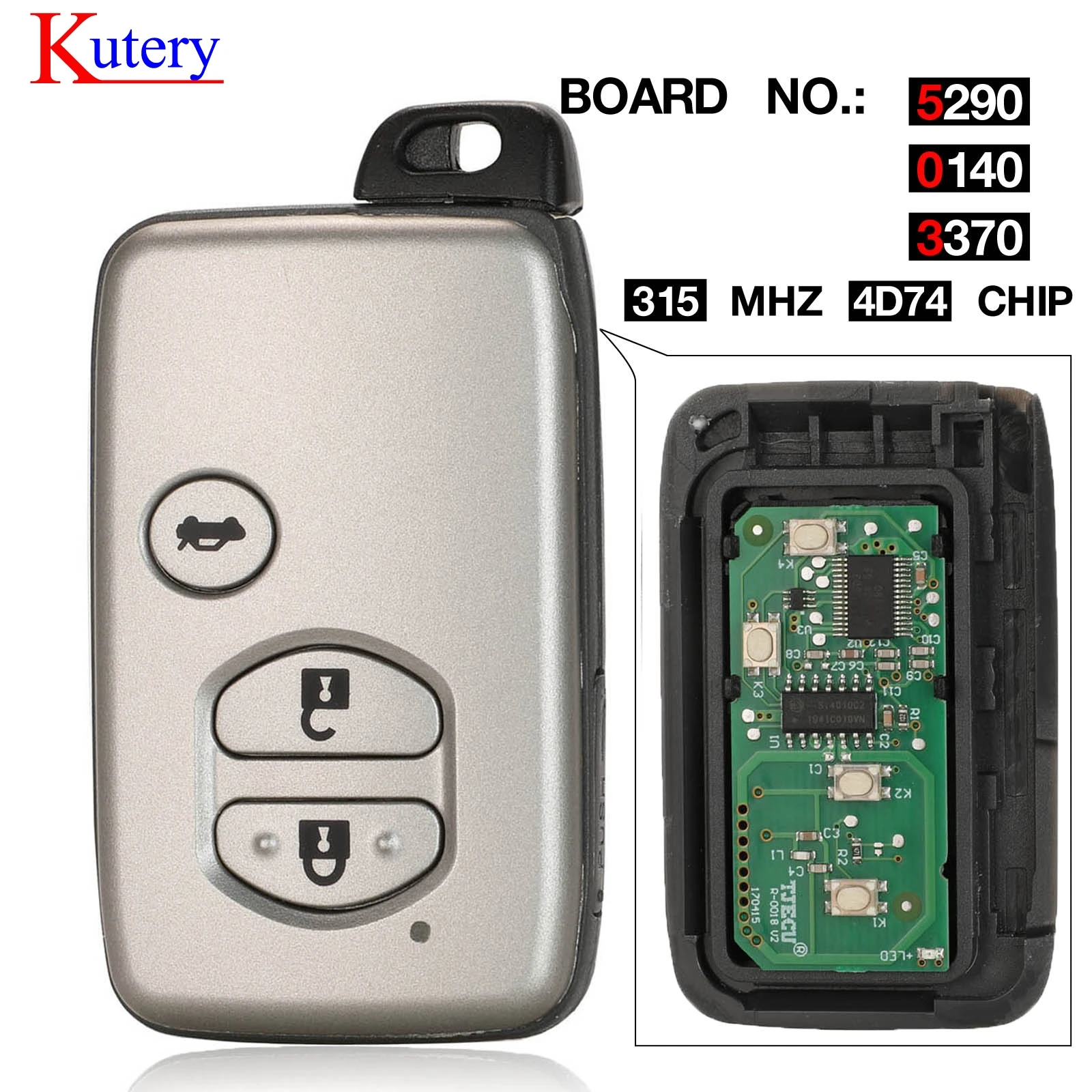 Kutery для Toyota Camry 2007 2008 Smart Prox Key Remote 4 кнопки Fob FCC: HYQ14AAB P/N: 89904 06041 &quot0140&quot в левом