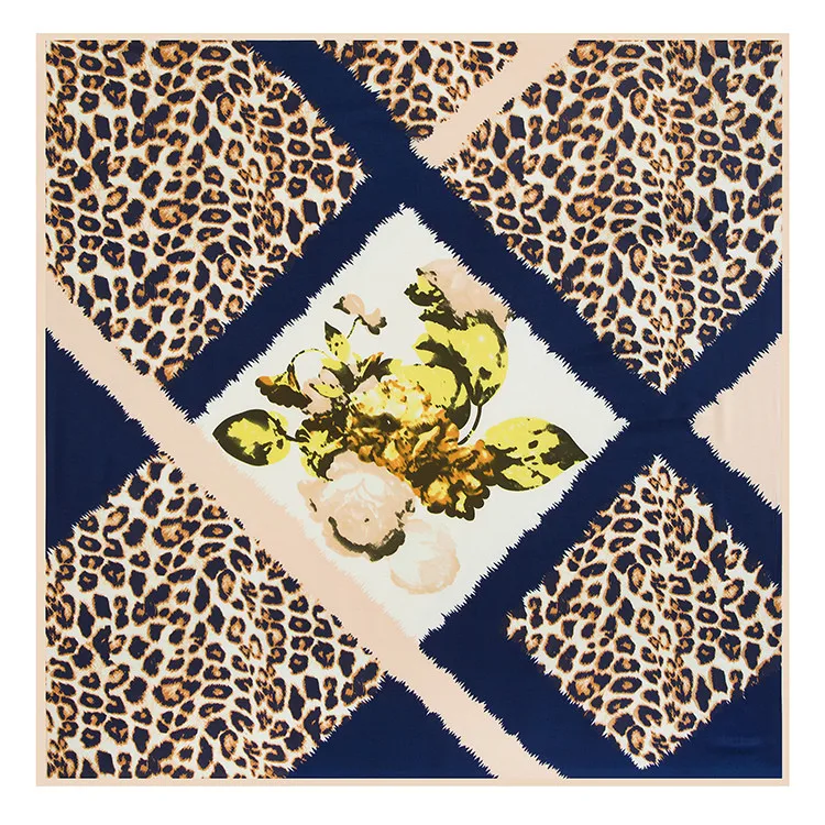 Женский саржевый шелковый шарф с леопардовым принтом 2019*100 см Женская бандана