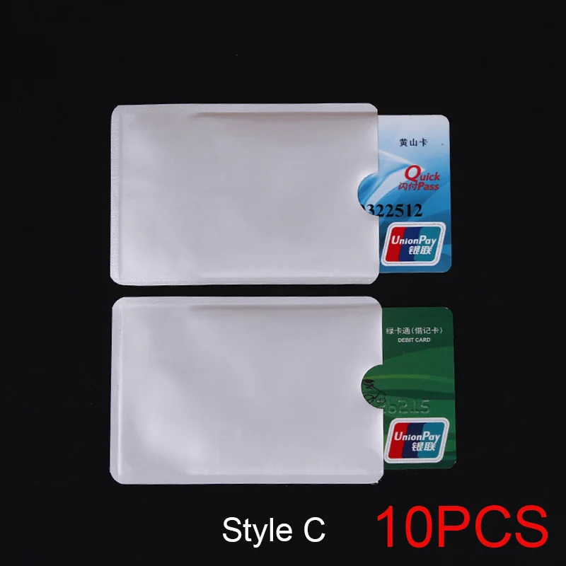 Style C 10PCS 10 шт., анти-RFID Блокировка, кредитный держатель для карт, ID, банковский Чехол для карт, защита, Алюминиевый металлический, умный, Противоугонный держатель для карт, протектор - Цвет: Style C 10PCS
