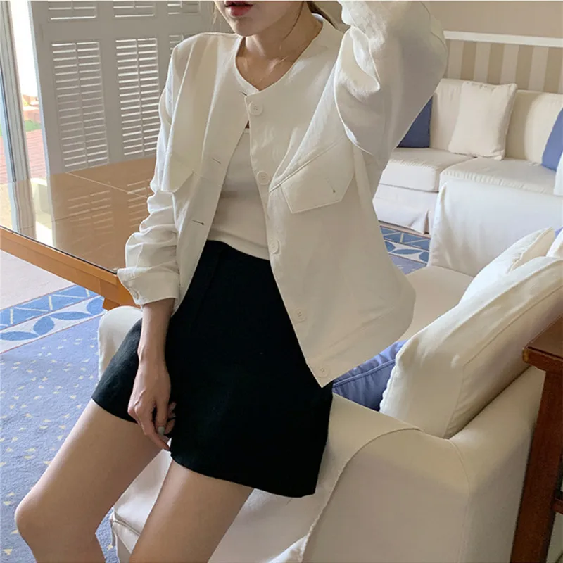 Блузка женская из льна и хлопка с карманами | Женская одежда