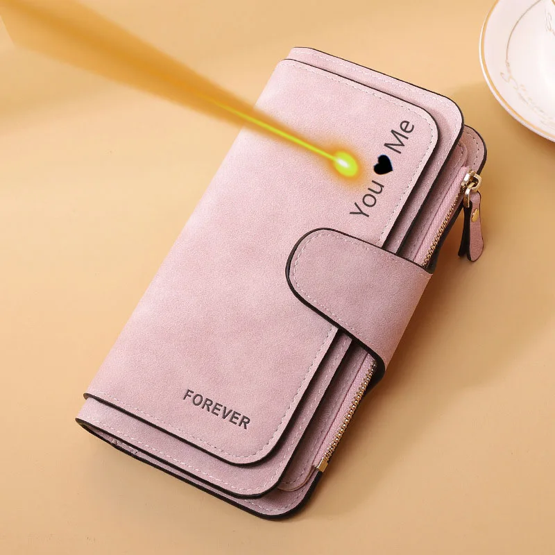 

Free Engraving Wallet for Women Luxury Brand Design High Quality PU Leather Card Holder Clutch Purse Wallets with Zipper Pocket