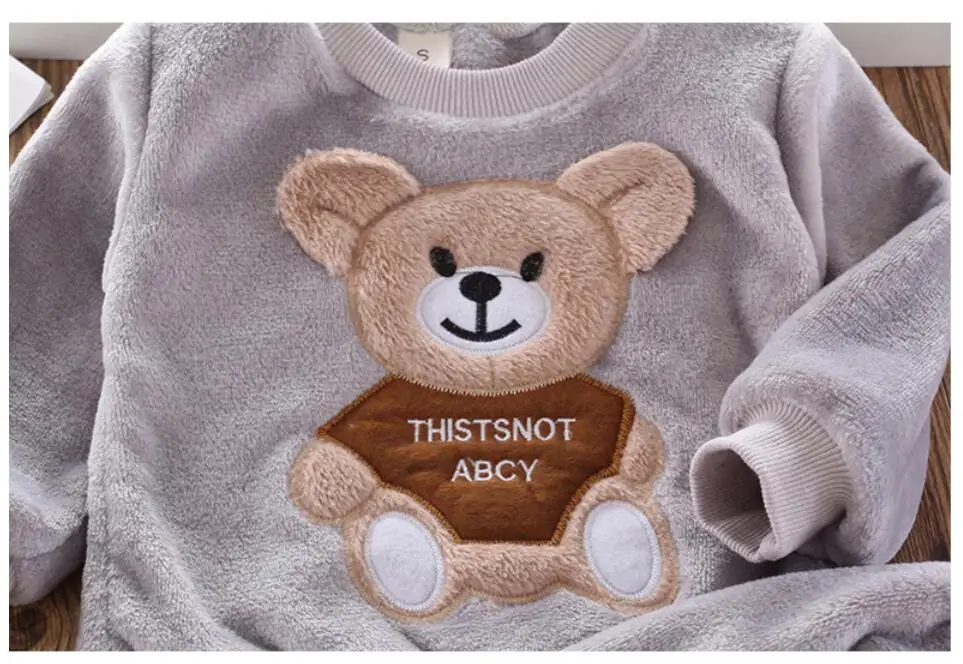 

Baby Boy Girl Clothes Pajamas Set Flannel Fleece Toddler Child Warm Catoon Bear Sleepwear Kids Home Suit Winter Fall Spring 1-5Y