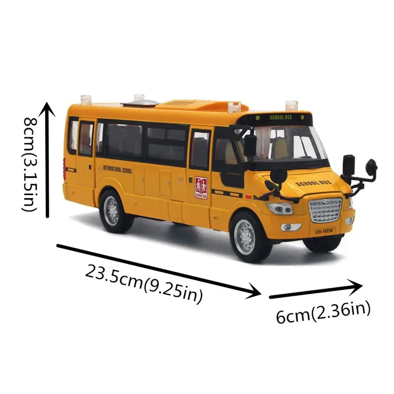 

School Bus Toy Die Cast Vehicles Yellow Large Alloy Pull Back 9'' Play Bus with Sounds and Lights for Kids