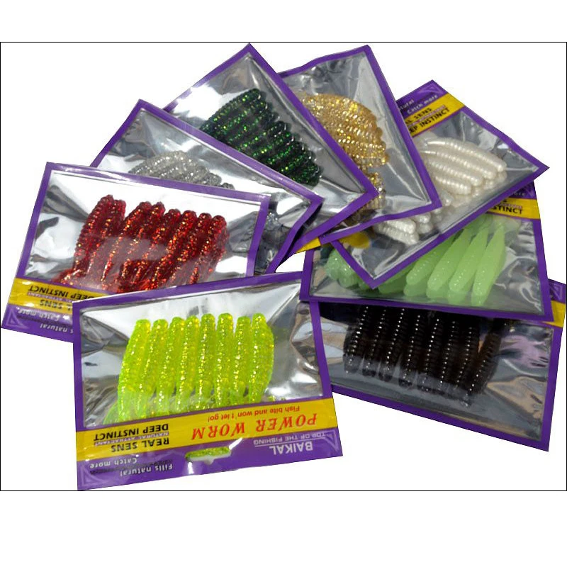 Волна хвост червяк приманка для рыбалки Мягкие приманки личинка искусственные 9