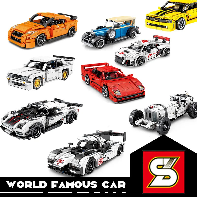 

SY World Famous Old Classic Car Bricks Model DIY Blocks Toys For Boys Sport RC Cars Children Gift Vehicle Speed Racers MOC