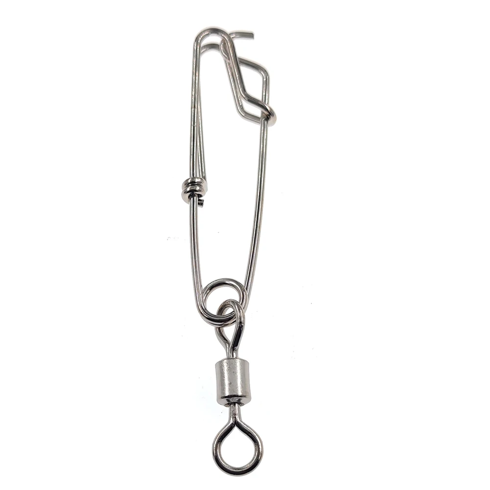 INFOF 10pcs Fishing Swivels  Rolling Swivel with Open Eye Snap Long Line Clips Snap Bass Fishing Tackle Saltwater Fishing
