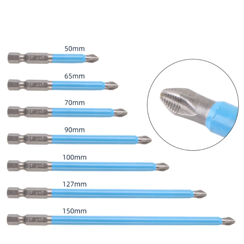 

6Pc Screwdriver Bit Screw Installation Blue Tightening Drilling Non-slip Sturdy