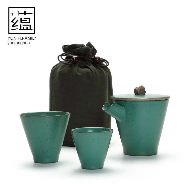 

Грубая керамика, один горшок и две чашки, чайный набор для путешествий, экспресс-чашка, клатч, чашка для чая, дорожный костюм, упаковка, чайны...