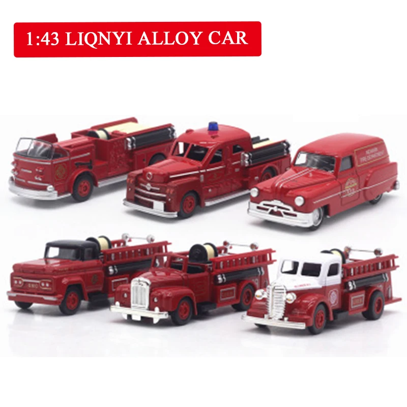 1:43 миниатюрная Европейская пожарная машина из сплава Детская Подарочная игрушка