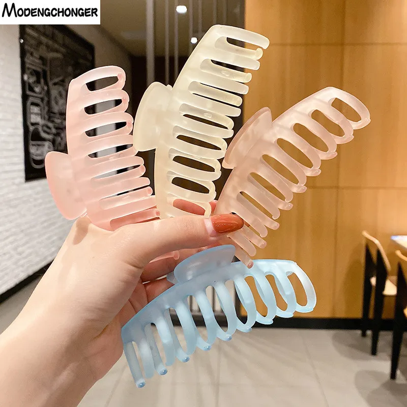 

Новинка 2021, клипса для женщин, прозрачный цветной пластиковый коготь для волос, большой размер, зажимы для волос, краб для волос, аксессуары ...