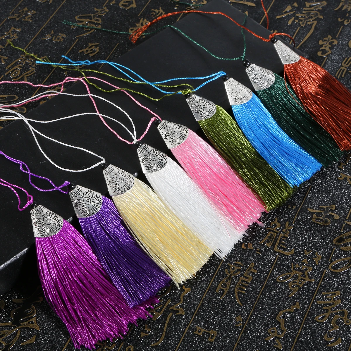 2 шт./пакет декоративная кисточка из полиэстера с черным агатом и цинковым