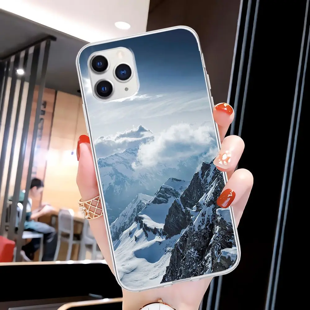

Natural Landscape Snow Mountain Transparent Phone Case For Samsung Galaxy A21S A71 S8 S9 S10 Plus Lite S20 Note 20 Ultra