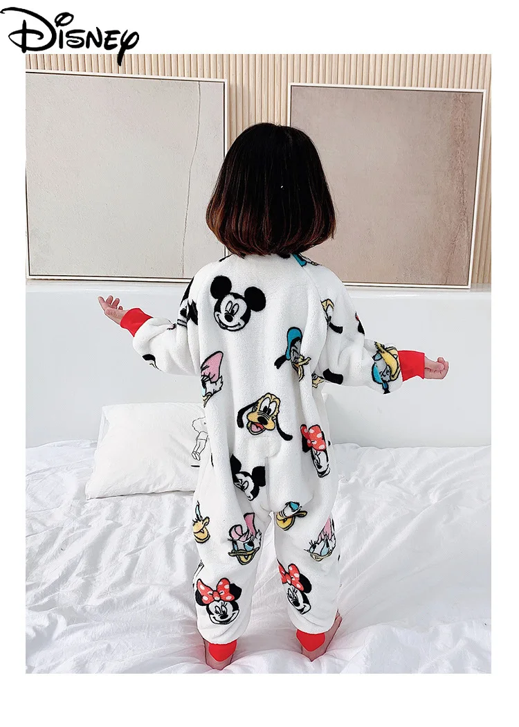 

Original Disney Mickey Donald Duck Daisy Children's Flannel Sleeping Bag Baby Zipper Split Leg Plus Velvet One-piece Pajamas