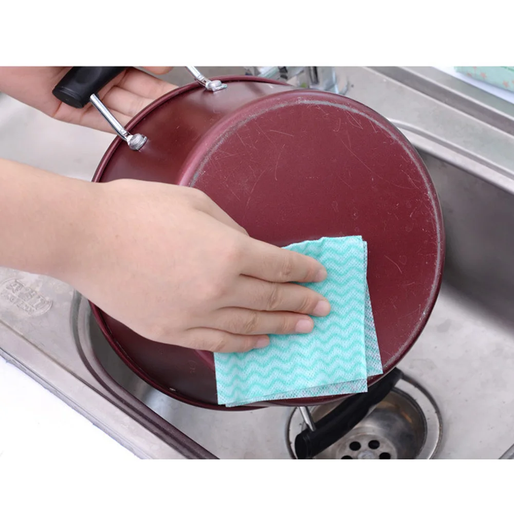 160PCS/2 Packs Environmental Disposable Washing Dish Towel Kitchen Cleaning Cloth Non-stick Oil Wiping Rags Bag(Random Col | Дом и сад