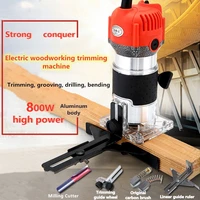 800w woodworking electric trimmer 30000 rpm wood engraving slotting trimming machine carving router slotting with milling cutter