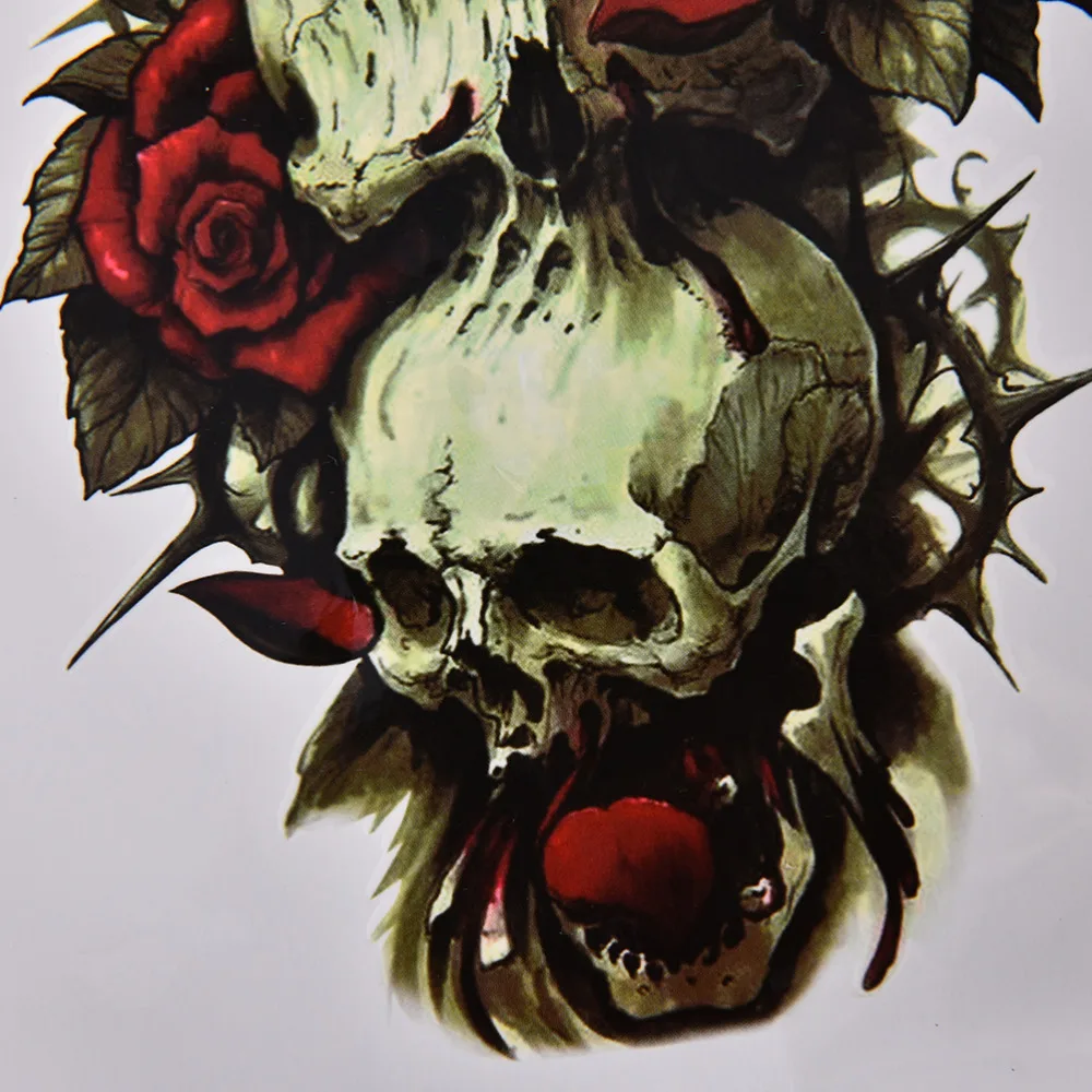 Большая рука рукав Татуировка непромокаемая временная татуировка стикер череп