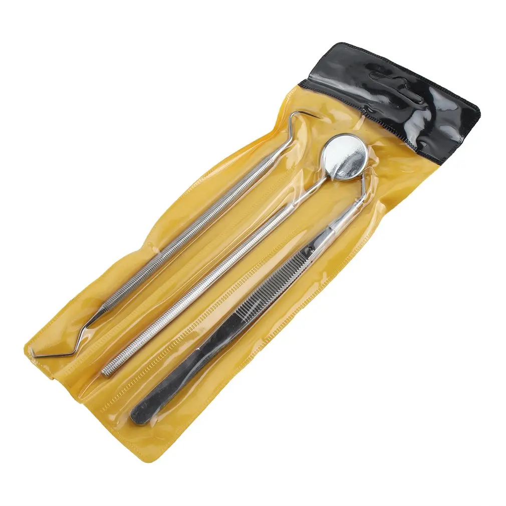 

3pcs Medical Grade Stainless Steel Dental Examination Probe Set Hygiene Pick Scaler Mirror Tweezers Examination Cleaning Tools