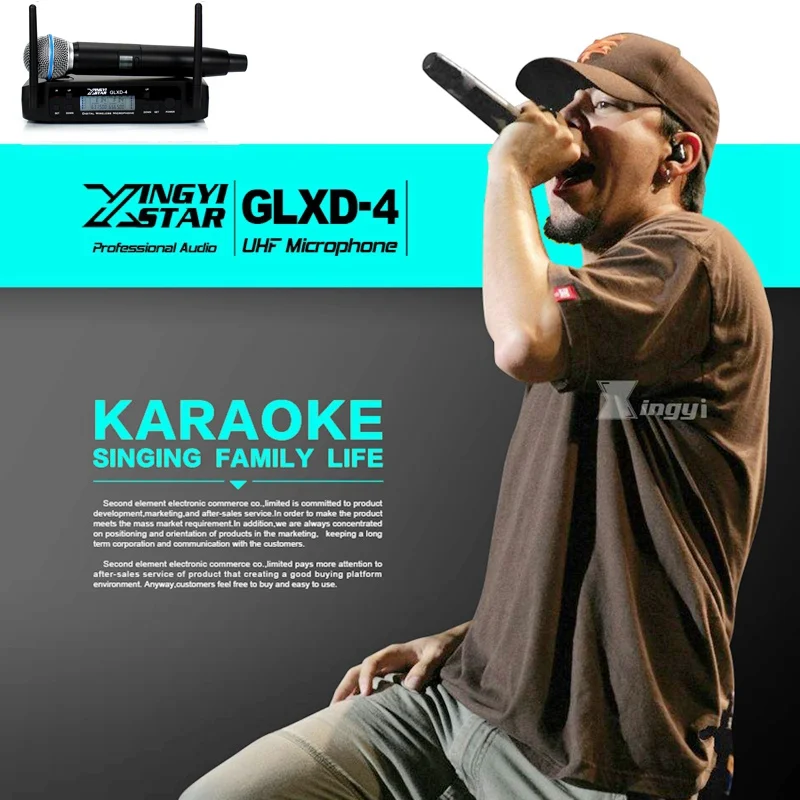 GLXD4 UHF беспроводной микрофон профессиональный BETA58A BETA 58A Ручной беспроводной микрофон с приемником для караоке-громкоговорителя