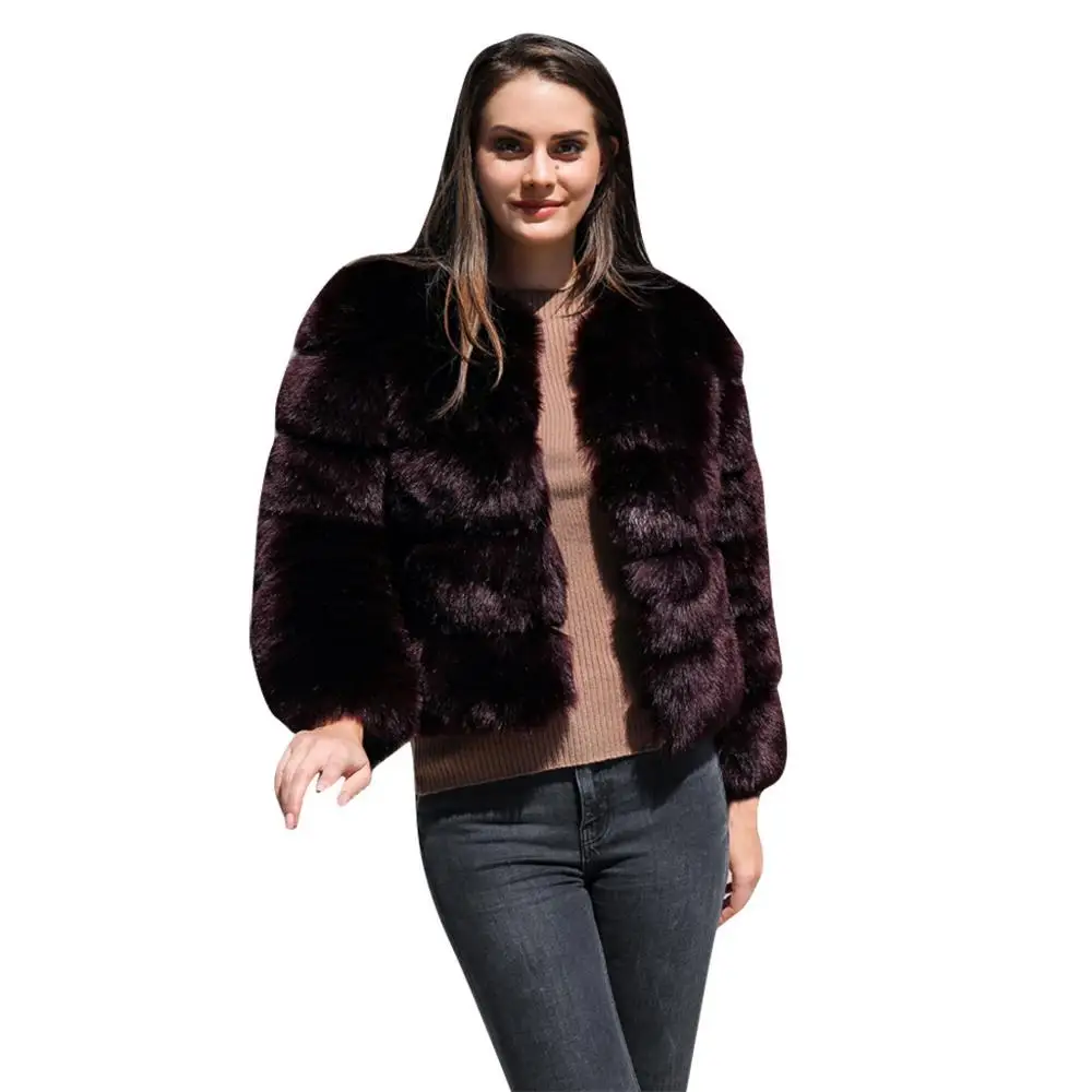 Fuchsia Норковые женские пальто Зима Новая модная розовая шуба из искусственного меха элегантная Толстая Теплая Верхняя одежда куртка из искусственного меха Chaquetas Mujer HN239 - Цвет: Fuchsia