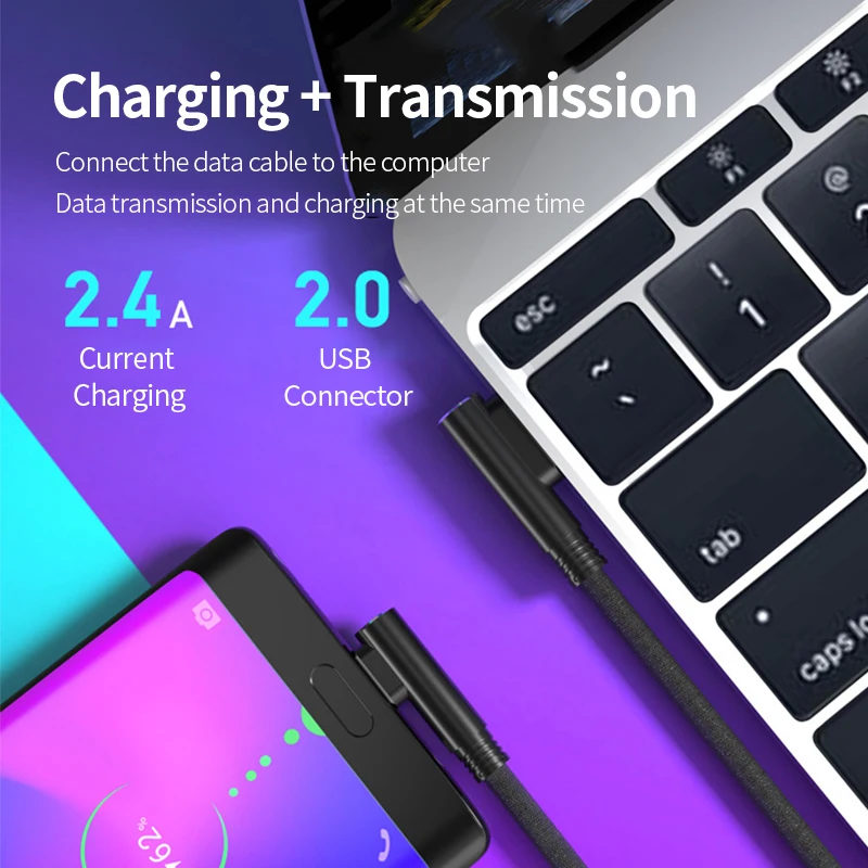 Кабель для передачи данных Type-c Micro USB кабель двойной 90 градусов под прямым углом
