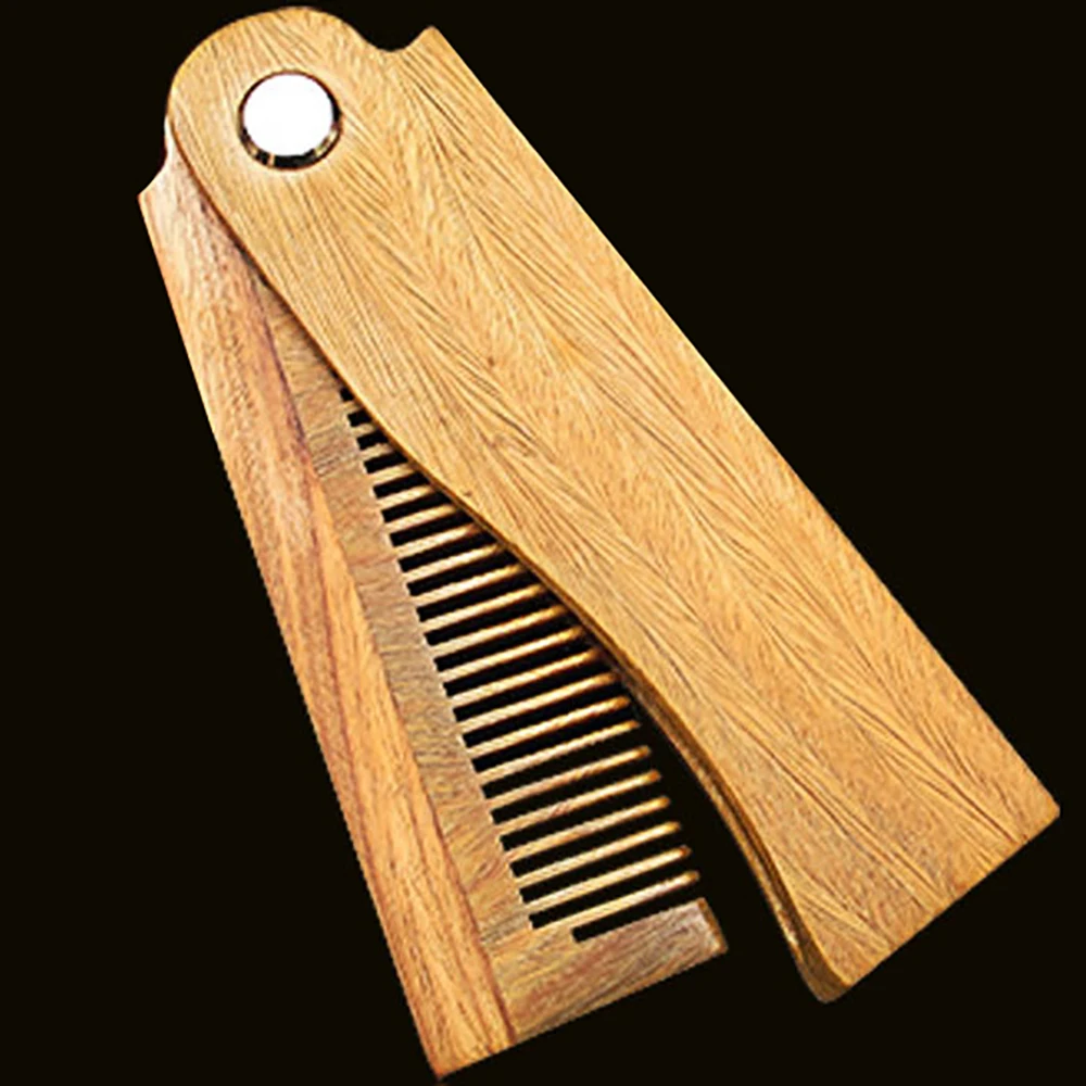 

Anti-Static Sandalwood Wooden Folding Beard Mustache Comb Hair Brush Wide USR
