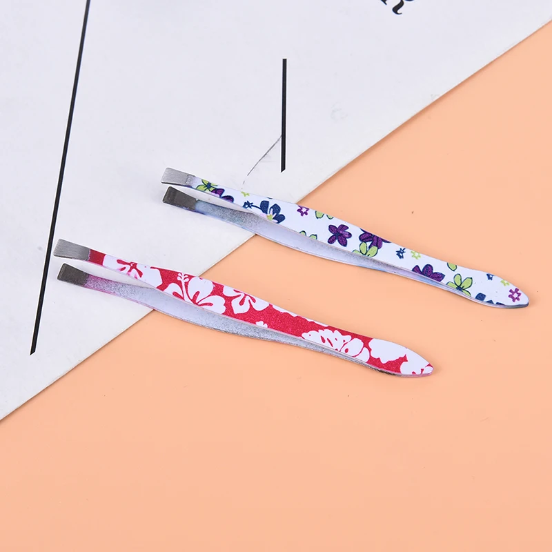 

1pc Eyebrow Tweezer Flower Printed Stainless Steel Eyebrow Tweezer Makeup Tool