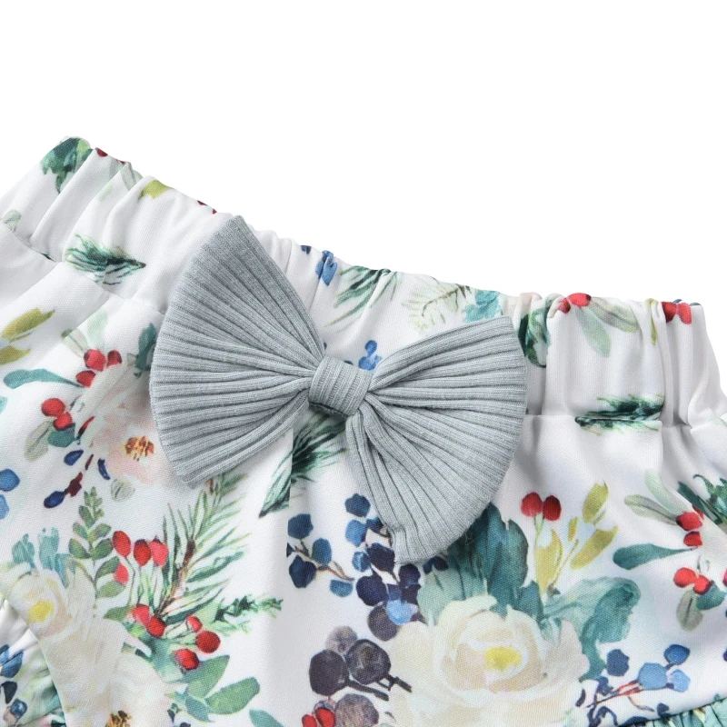 

Summer Girls Tops Outfits Newborn Kids Girls ClothingPit Striped Romper + Printed Shorts + Headband Set