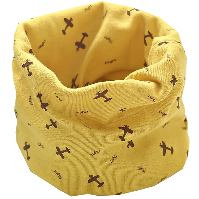 yellow plane Новинка года; сезон осень-зима; детский хлопковый плюшевый шарф с О-образным кольцом для мальчиков и девочек; Детские шарфы с воротником - Цвет: yellow plane