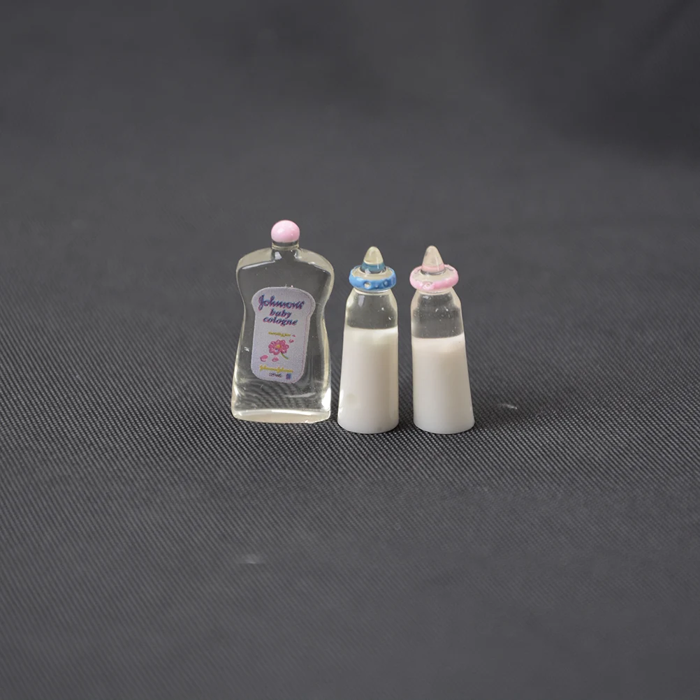 1x Blue Pink Bib 2x Baby Bottle Shampoo Cute 1:12 Dolls House Miniature Bottles Bibs Set Nursery Accessory | Игрушки и хобби