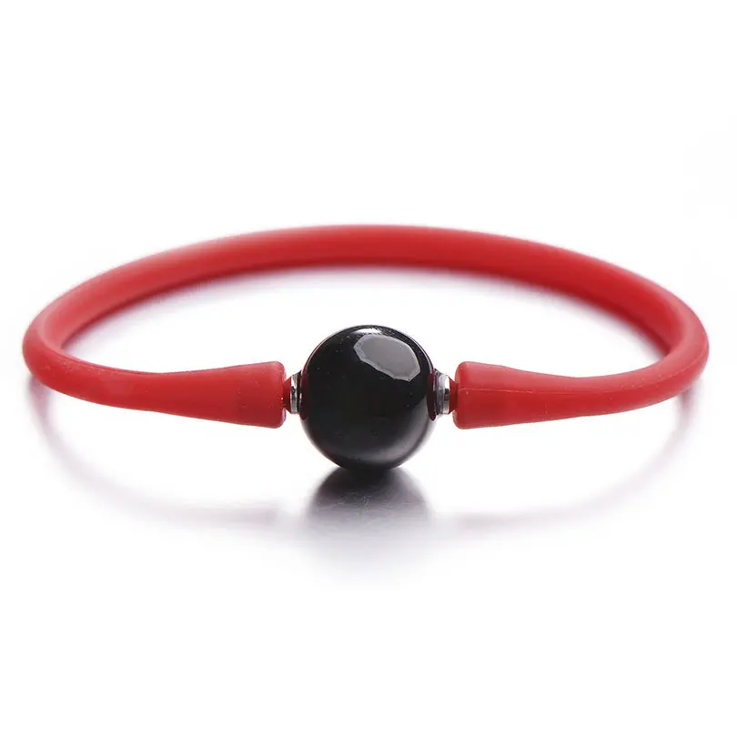 red black Pipitree простой силикон Унисекс Браслет 14 мм Инь Ян очаровательные каменные бусины браслеты для женщин мужчин пара ювелирных изделий Pulsera mujer - Окраска металла: red black