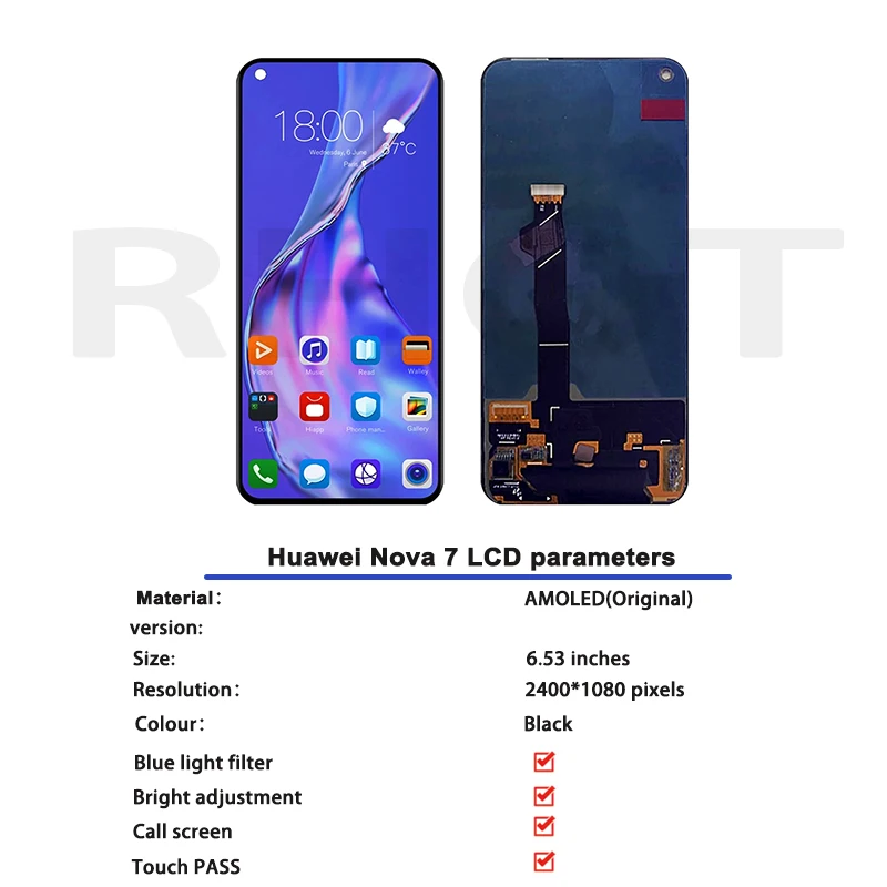 Pantalla LCD Original de 6,53 pulgadas para m&oacute;vil, montaje de digitalizador t&aacute;ctil para Huawei Honor 30 BMH-AN10, Nova 7, 5G, JEF-AN00, NX9, AN20-1