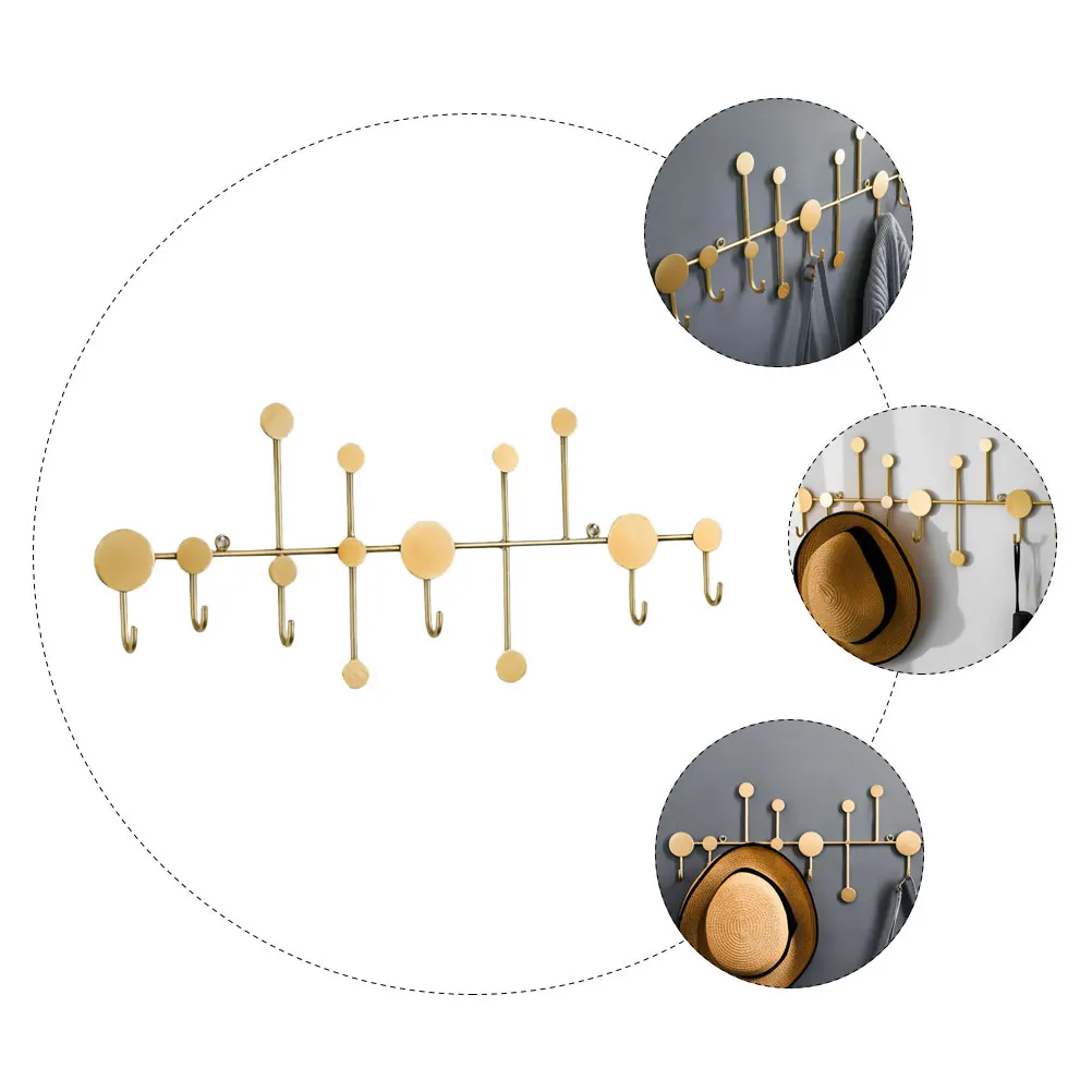 

1Pc Perforated Free Universal Hook Iron Strong Wall-Mounted Dot Creative Clothes Rack Behind The Door Wall Home Decoration Gold