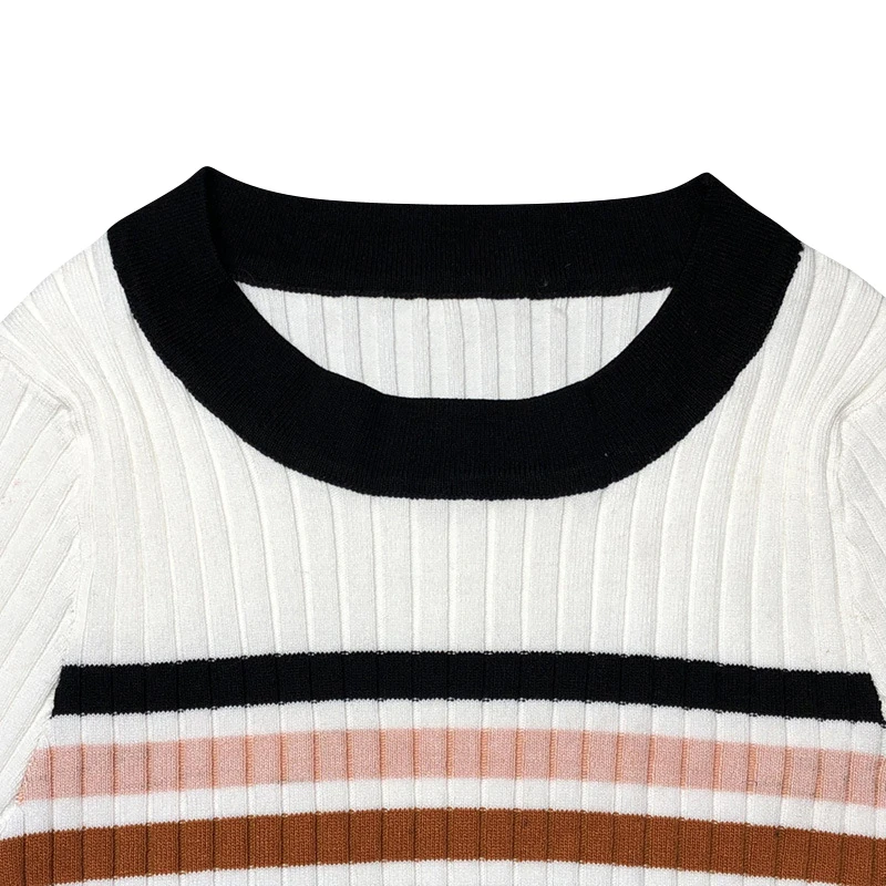 

Striped T Shirt Women Short Sleeve T shirt Knitted Korean Clothes Fashion Tee Shirt New