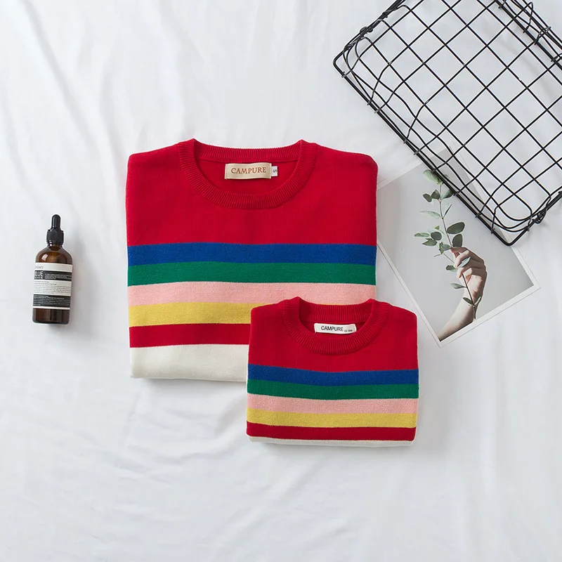 Рождественские одинаковые комплекты для семьи Детский свитер осенние детские