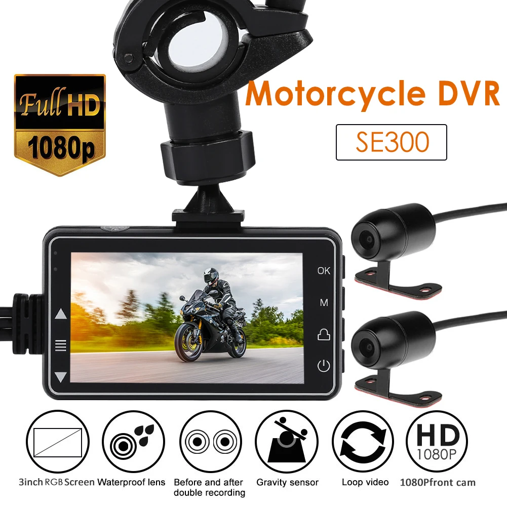 SE100 3 0 &quotЖК дисплей Full HD 1080P Видеорегистраторы для мотоциклов Dash Cam спереди и вид