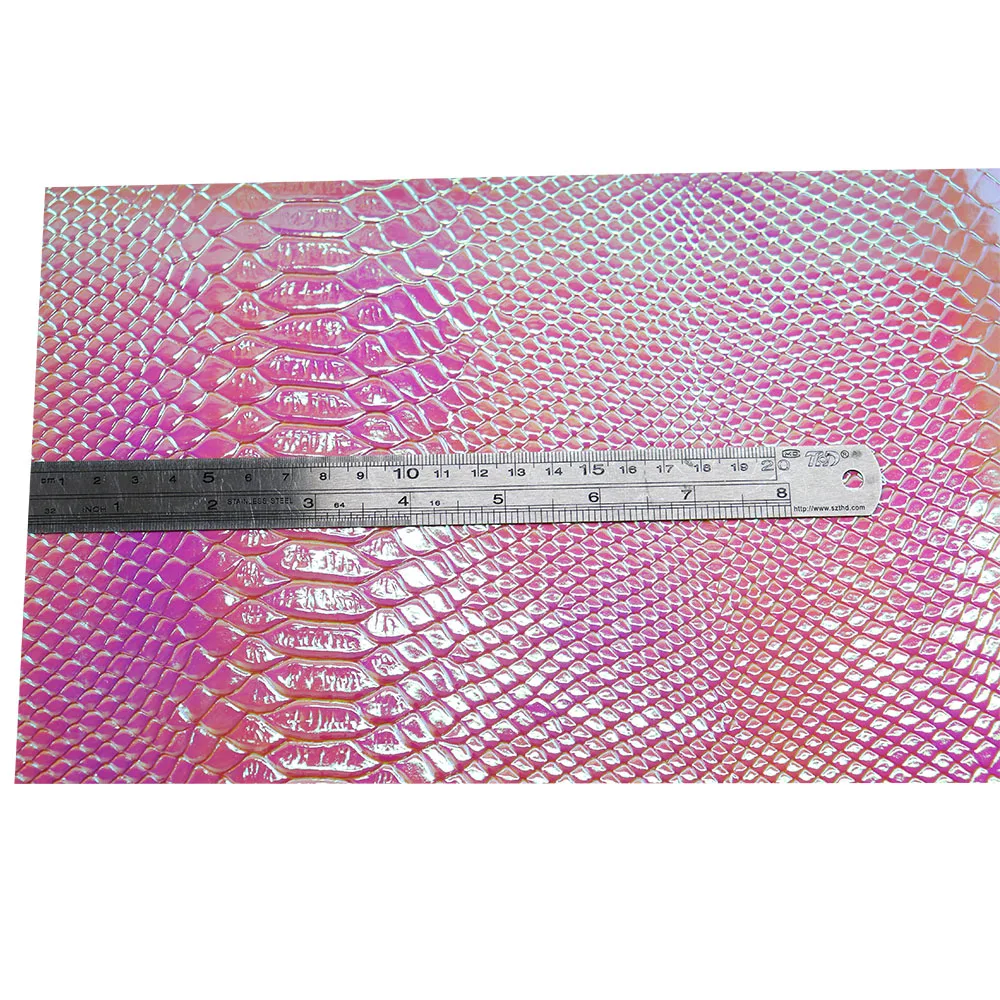 Рулон 30x134 см переливающаяся голографическая ткань розового цвета искусственная