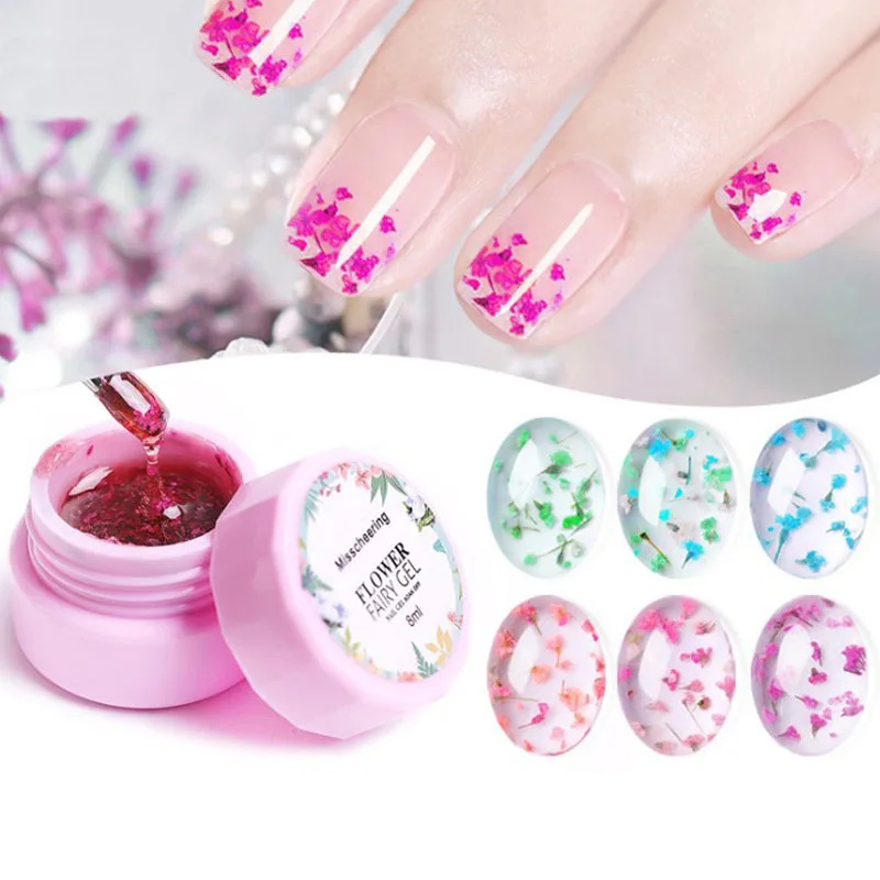 1 коробка высушенные цветы клей 8 мл светодиодный гель удаляемый замачиванием