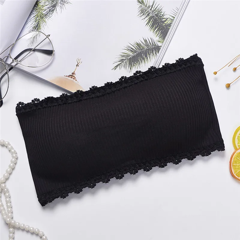 Women's Tube Top Strapless Bra Ring-Free Sexy Bras Pad Removable Lace Overlapping Vest Underwear 2019 CD | Женская одежда