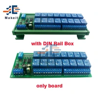 dc 12v 16 channel rs485 relay module modbus rtu protocol remote control plc expansion board circuit board with din rail box