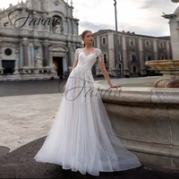 o neck long sleeve a line wedding dresses lace appliques see through tulle prom party gown vestidos de novia robe de mari%c3%a9e