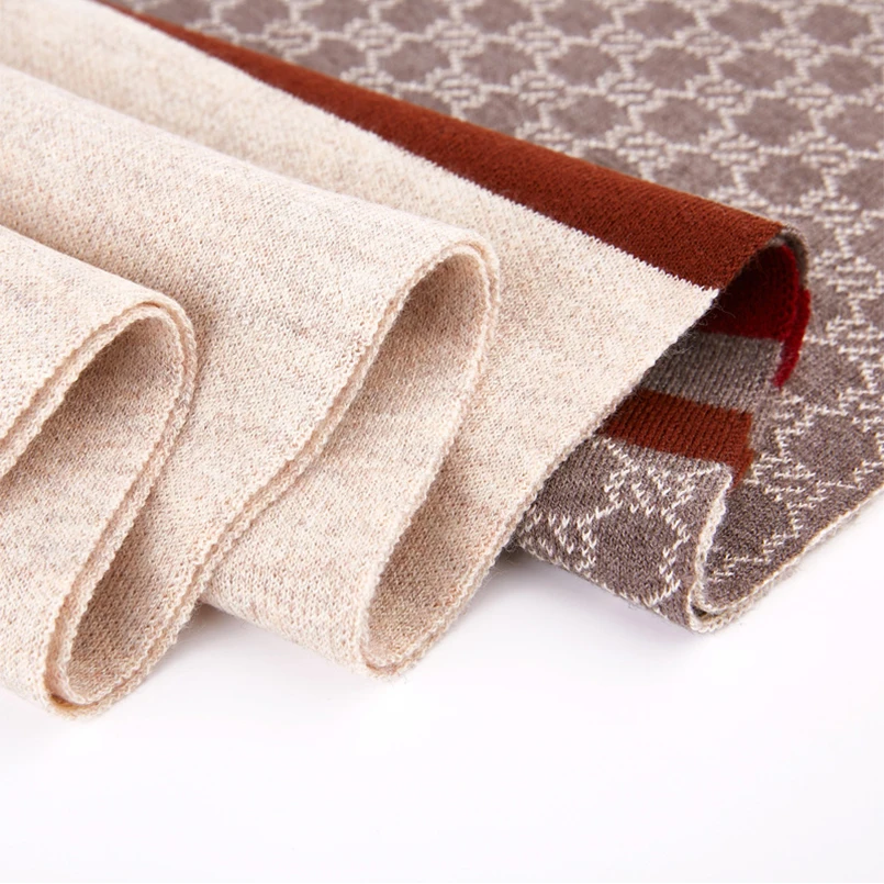 2021 New Fashion Wool Scarf Men Plaid Striped Knitted Jacquard Wool Scarf Thick Warm Pattern Scarf for Men Classic High Quality