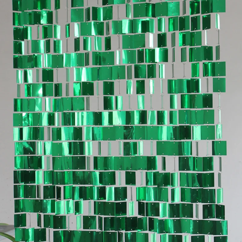 

Fashion Indoor Home Cartoon Door Curtain Green Square sequin Ornaments Shopping mall Storefront Background Decoration