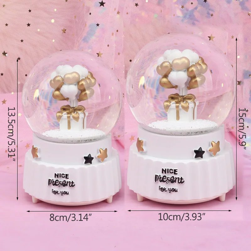

Creative Balloon Snow Globe Crystal Ball Rotating Music Box Christmas Decoration For Home Home Decoration Accssories