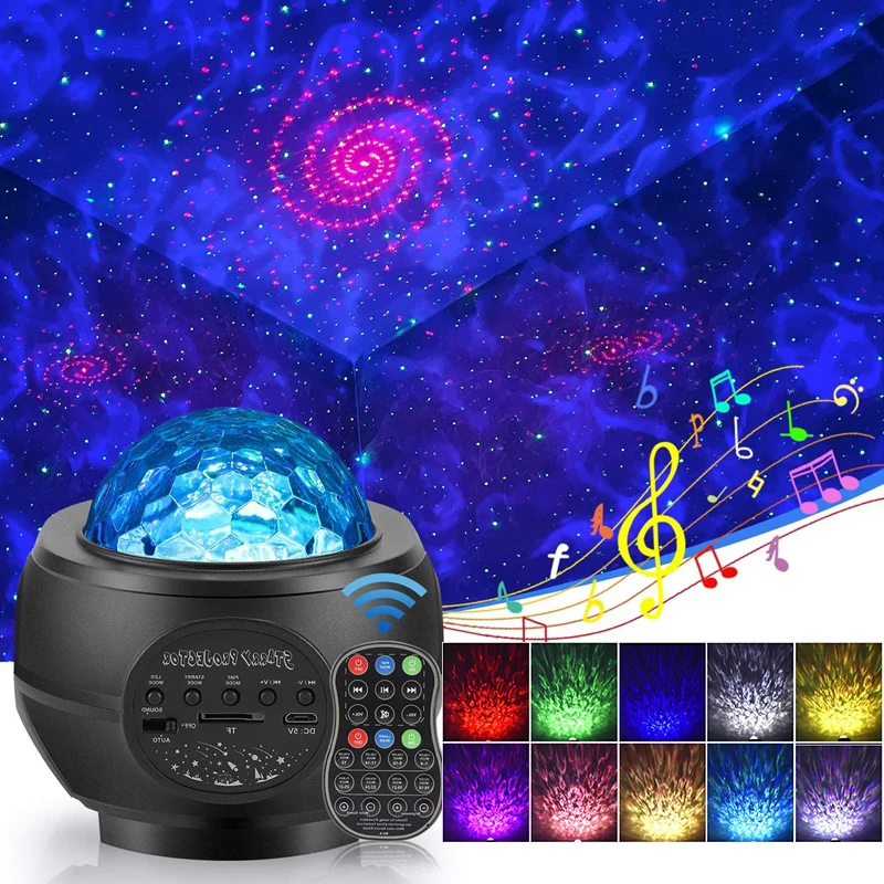 

LED Galaxy Star Night Light Lamp Music Starry Water Wave Colorful Starry Sky Projector Blueteeth Projector Light Bedroom Decor