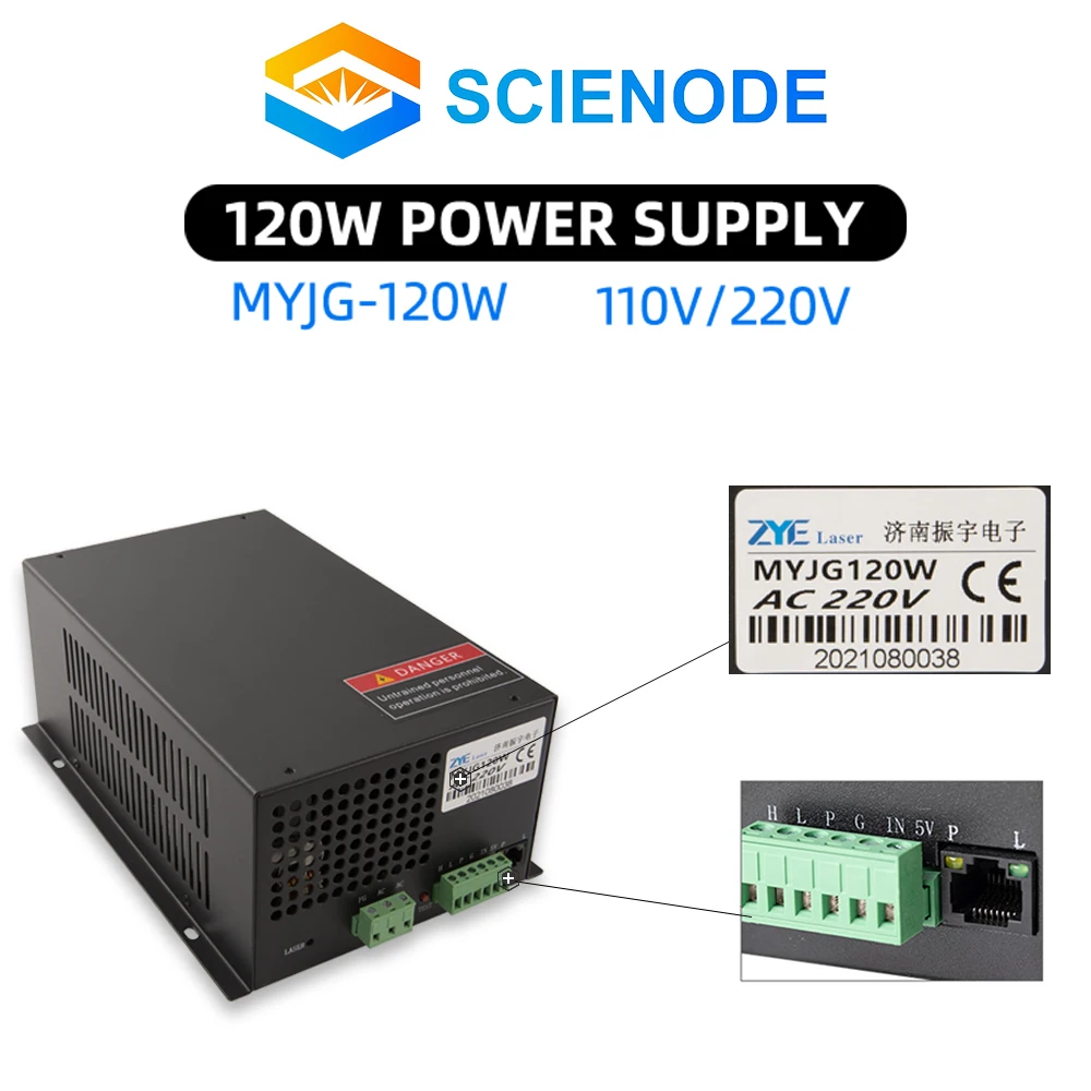 Scienode 120W Laser Power Supply Source MYJG-120W 110/220V With Display Screen for Co2 Laser Tube Cutting Machine Source Quality enlarge