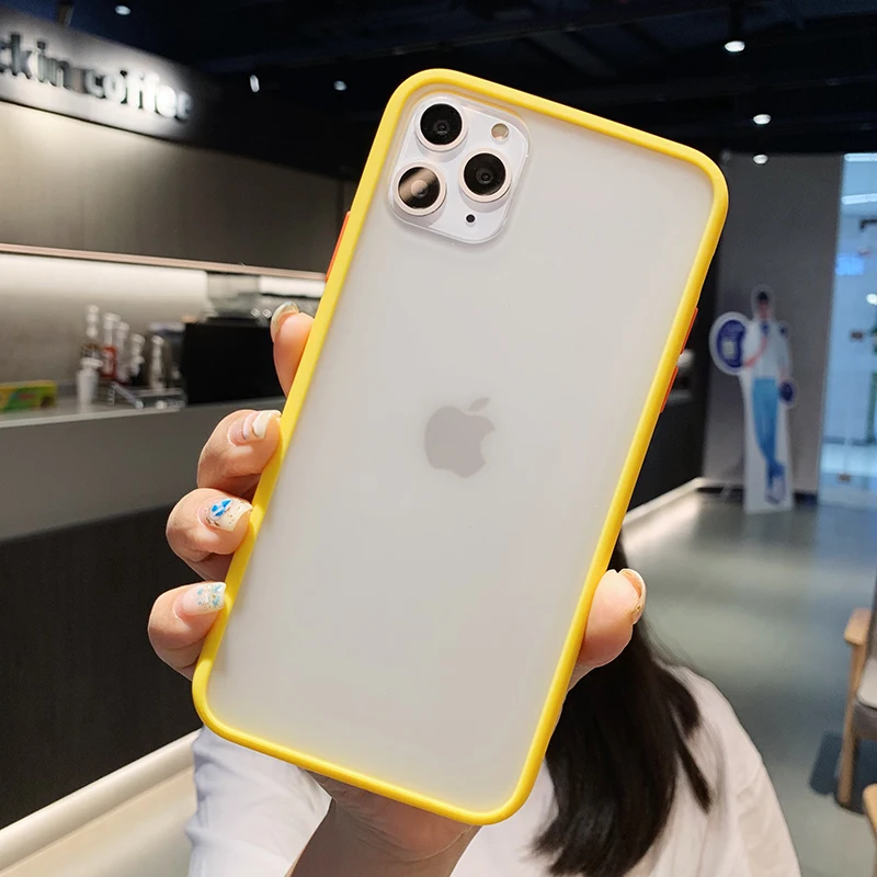 Чехол для телефона для iPhone 11 Pro X XR XS Max 7 8 Plus, роскошный Контрастный ЦВЕТНОЙ каркас, матовый жесткий защитный чехол для iPhone 11 - Цвет: ERHY-yellow