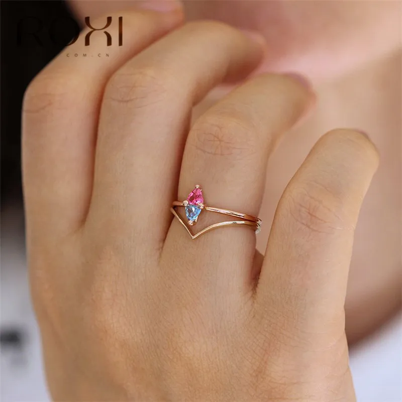 ROXI модное роскошное кольцо из разноцветного золота с цирконием, женское кристаллическое Украшение «конский глаз», изящное обручальное кольцо со стразами, ювелирные изделия